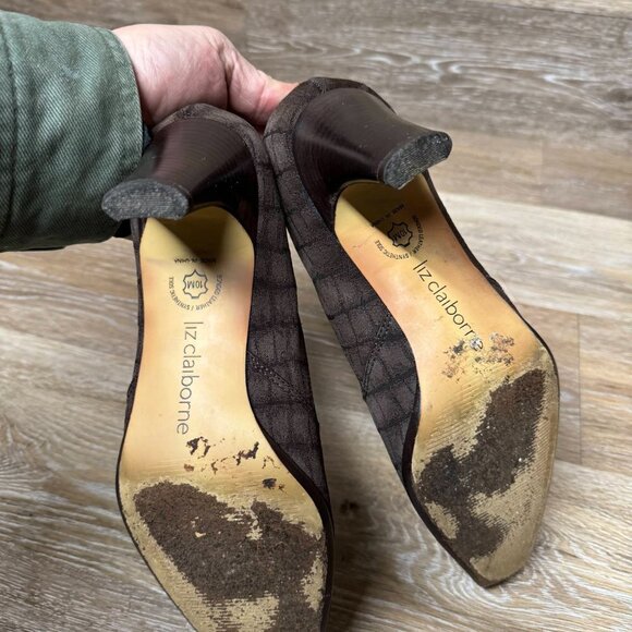 Liz claiborne Labrynth Brown Crocodile pattern Stretch Bootie Women's Size 10 - Picture 4 of 6